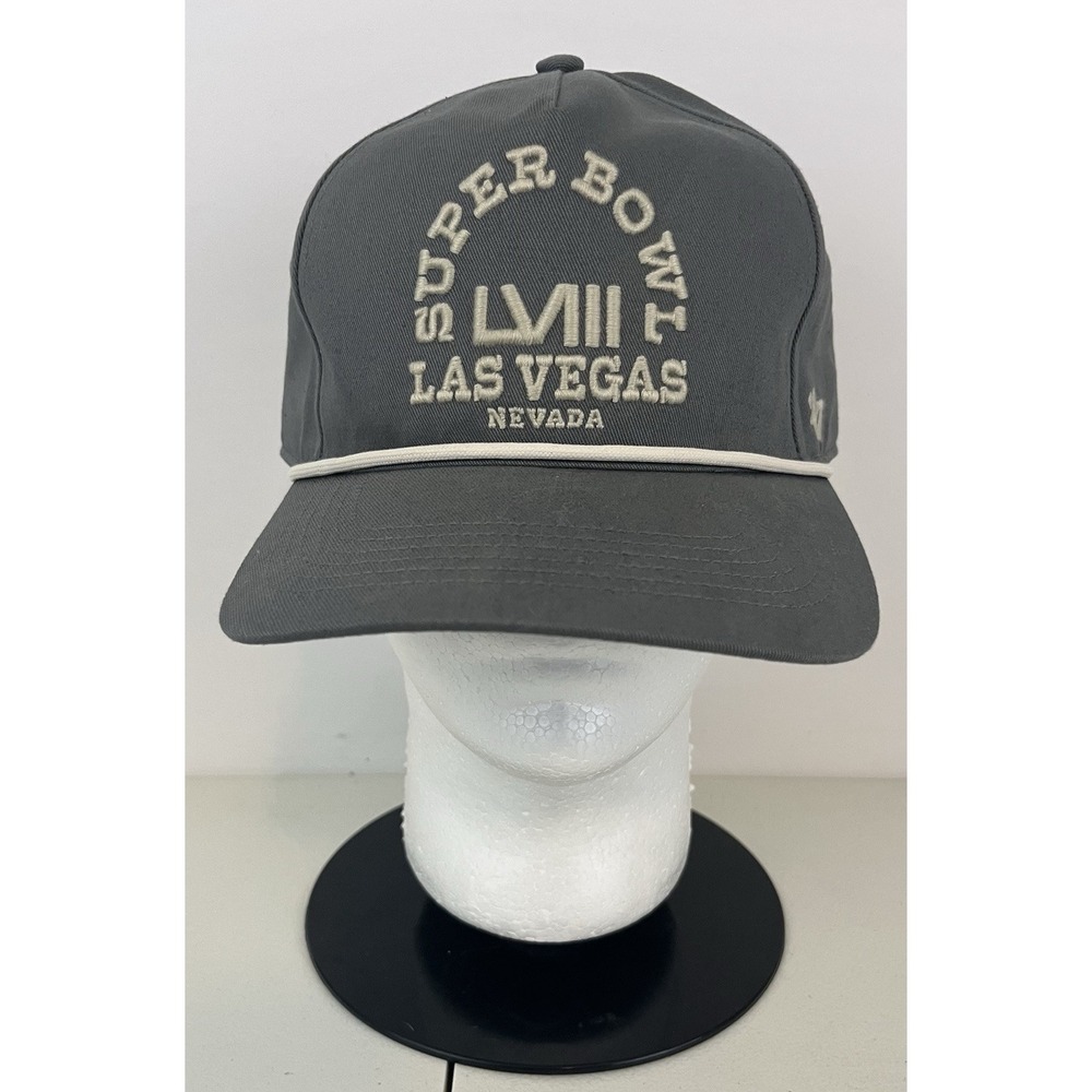 Super Bowl LVIII 58 Gray 47 Brand SnapBack Rope Hat Mens Las Vegas NFL Cap